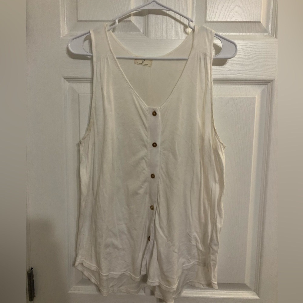 Anthropologie: T LA : White Button Down Tank Top, Size Medium